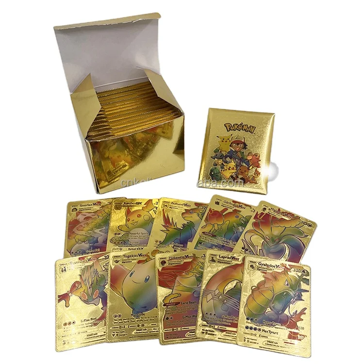 

150 Sheets Anime Pokeman Poke Mon Booster Tcg Battle Card PET Cartoon Gold Foil Plated Cards