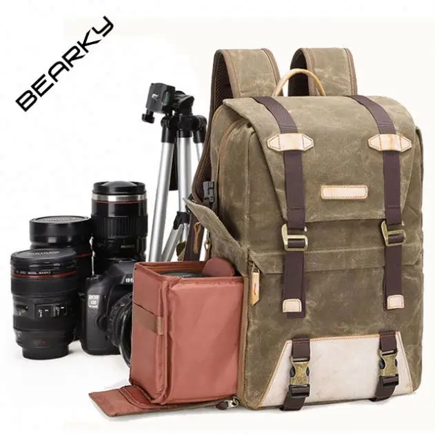 

Waterproof Factory Canvas Backpack DSLR Bag Hidden Laptop And Professional Camera Bag, Black/gray/khaki/army green/customize