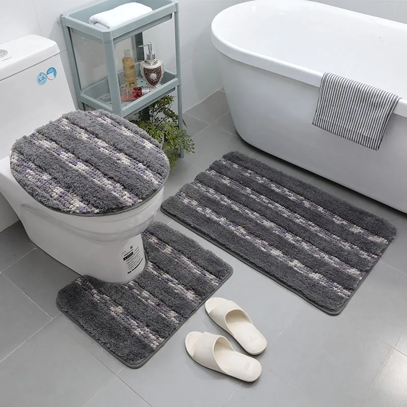 

Wholesale shaggy carpet rugs non slip washable custom bathroom mats set