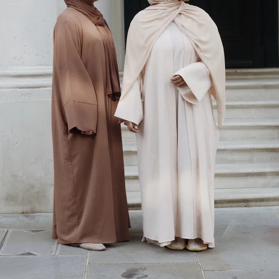 

Cheap Price women inner dress muslima abaya women muslim dress dubai black new fashion front open abaya with dress set, As picture