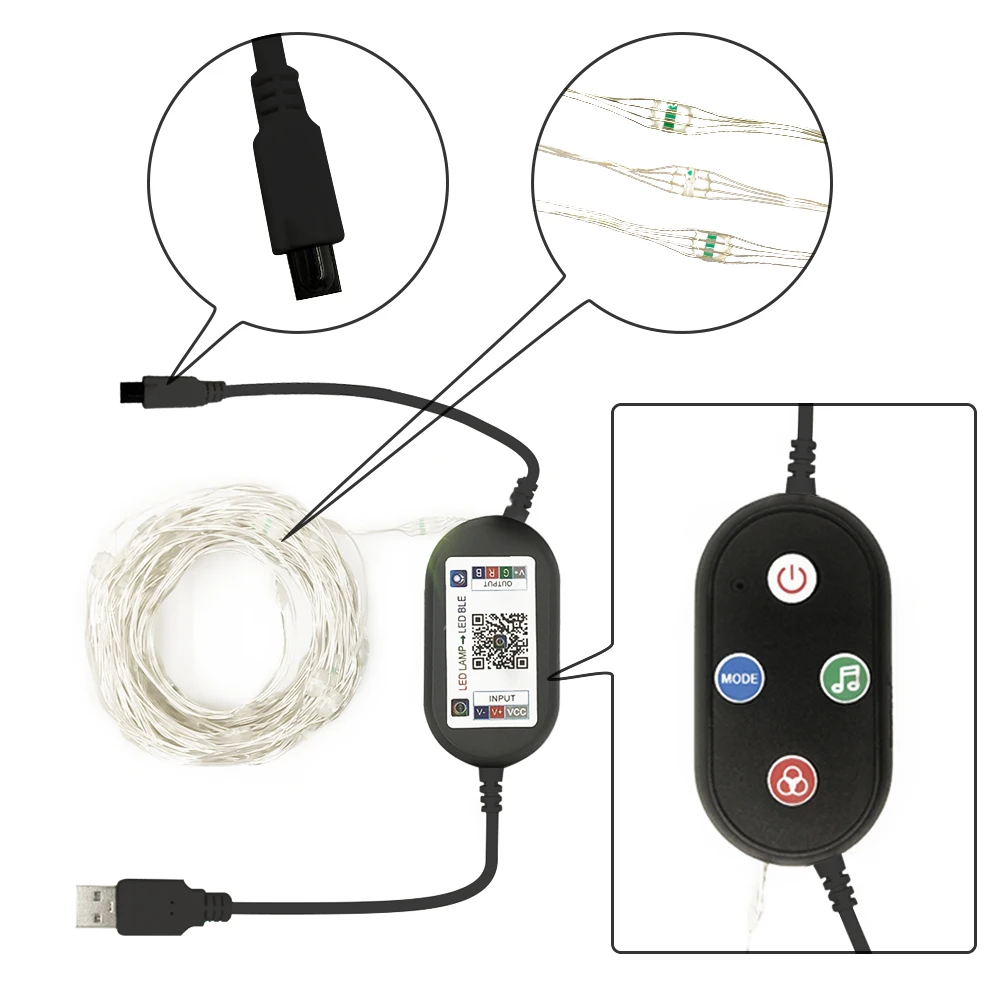 Smart Rgb Christmas Tree Decoration String Light Usb Powered Phone App