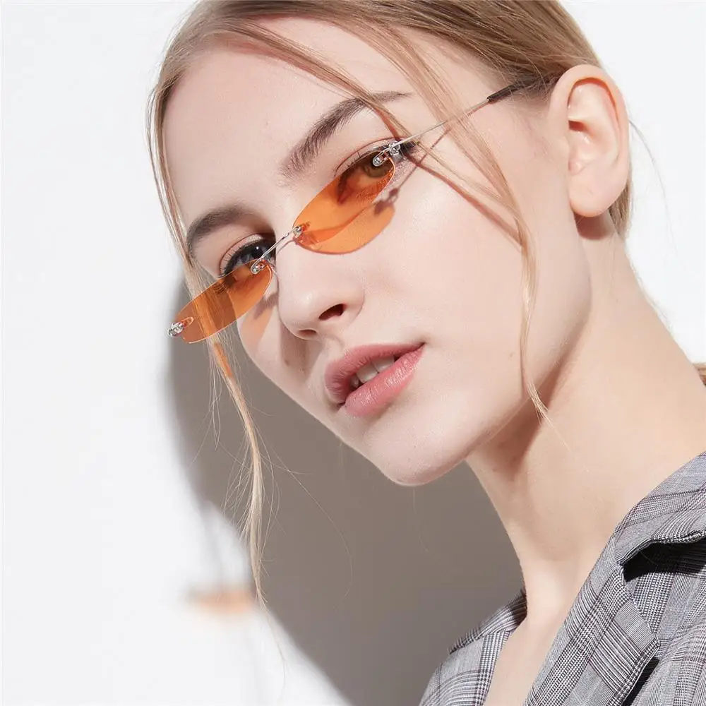 

Masseyewear Fashionable Custom Logo Retro Rimless Rectangle Small Size Sunglasses 2019 Wholesale, Custom colors