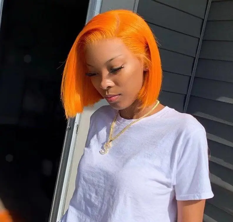 orange lace front bob