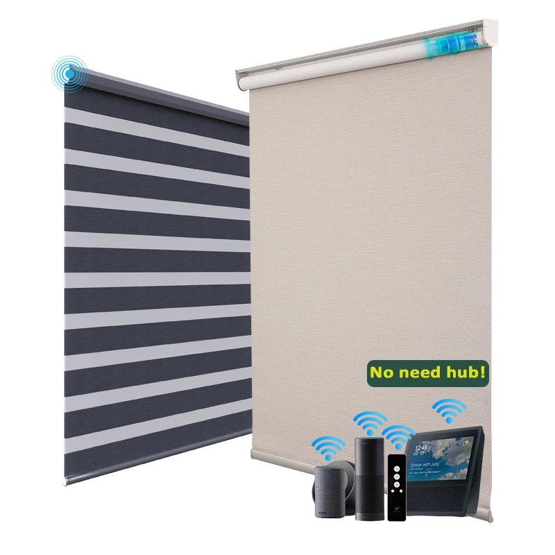 

Indoor Smart Zebra Window Roller Blinds Zigbee Electric Day and Night Double Layer Fabric, Customized color