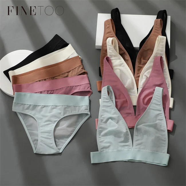 

FINETOO Lace Underwire Push Up Bra Sexy Underwear Bras Set For Women Bralette Lace Bra Cotton 3/4 Cup Lingerie Intimates