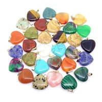 

Nature Stone Beads Heart Puff Charm Pendants For DIY Making Jewelry Woman Girl Necklace Bracelet Gifts Decoration
