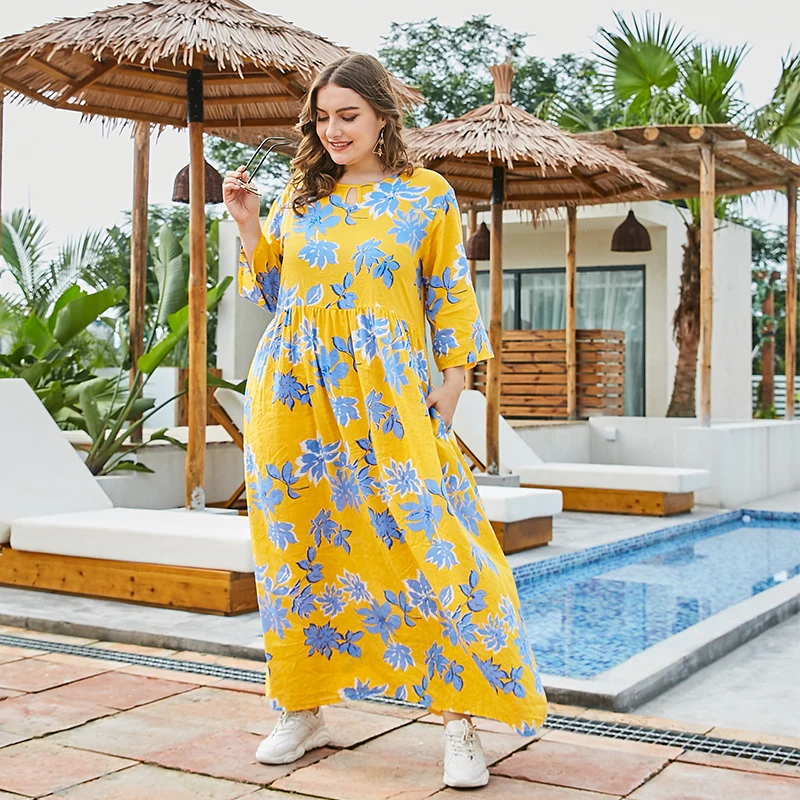 2020 New Fashion Clothes Long Sleeve Floral Print Plus Size Spring