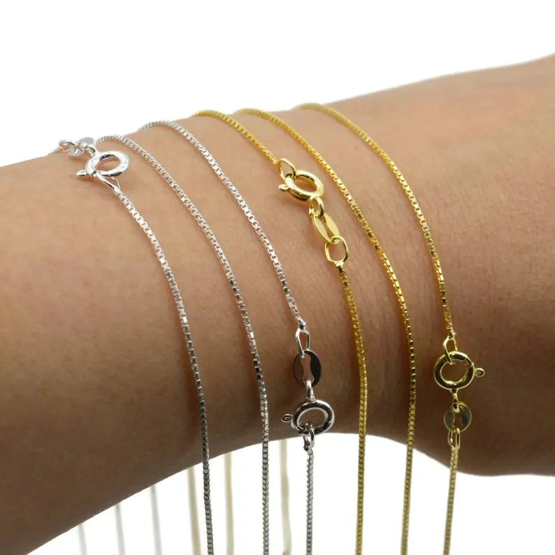 

18k gold box chain necklace high quality stainless steel custom box chain jewelry