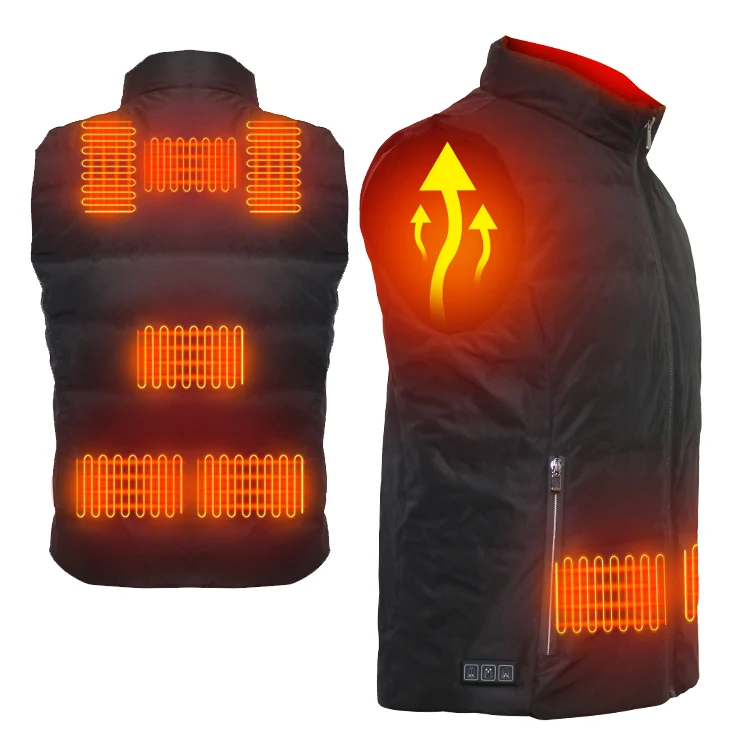 

Low price Unisex Foldable lightweight sleeveless duck down heated gilet vest waistcoat 5V USB rechargeable power bank supply