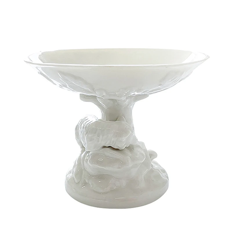 

White Ceramic Cake Plate Kitchen Supplies Porcelain Cake Stand Round Dessert Stand For Parties, Cream