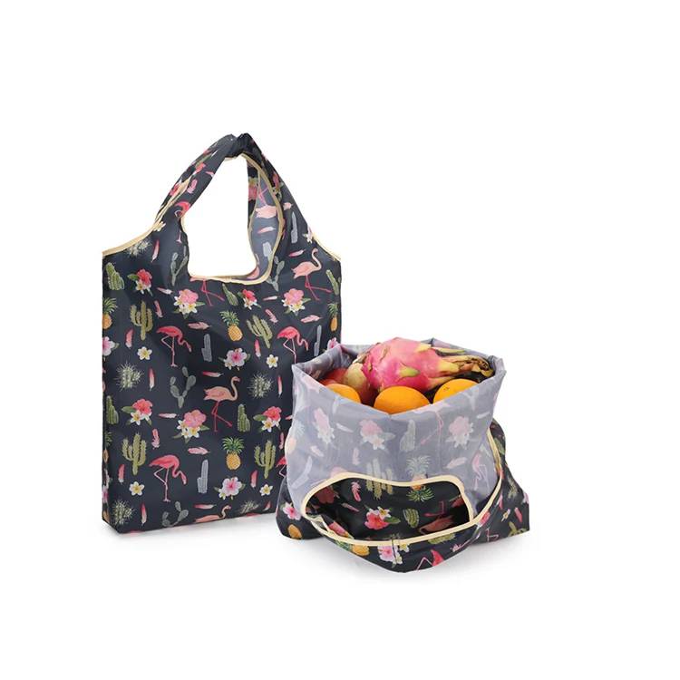 

A654 Eco-friendly Reusable Grocery Storage Handbag Large Capacity Oxford Cloth Folding Shopping Bag Women Foldable Shopper