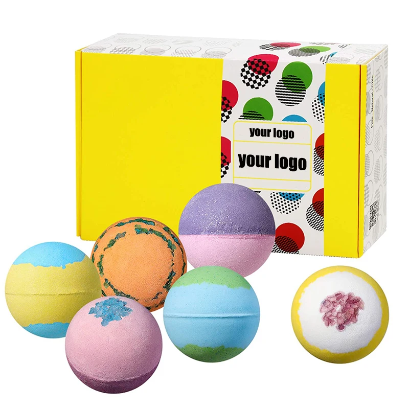 

Wholesale Home Spa Bath Bomb 6 Pcs Gift Set Rich Bubble Fizzy Bath bombs Body Cleansing Shower Product Aromatherapy Bath Bombs, Colorful