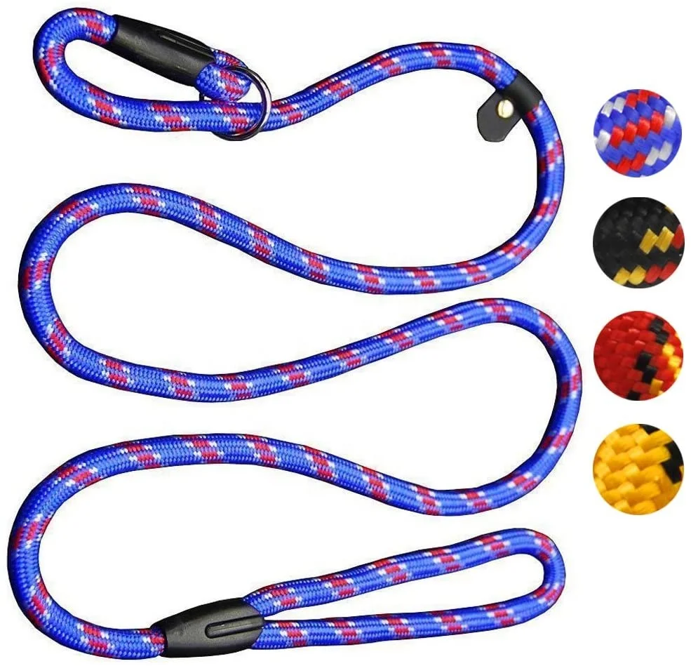 

China Pets Supply Wholesale Pet Dog Whisperer Cesar Millan Slip Training Leashes Lead Collars, Blue, black, red