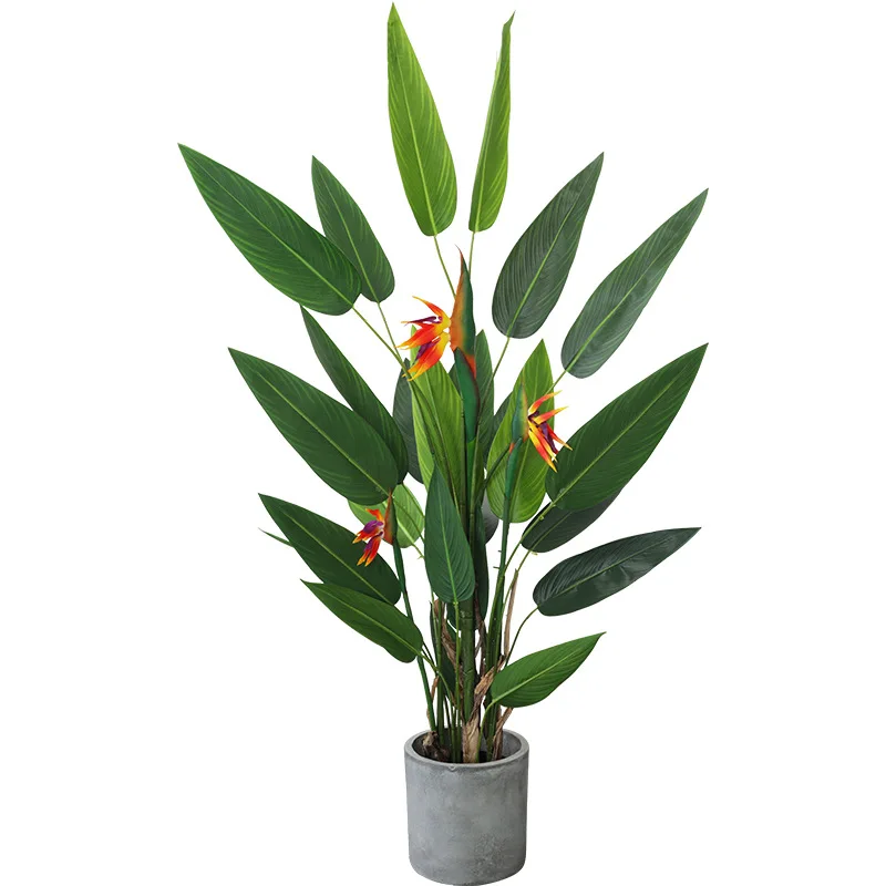 

Artificial Silk Bird of Paradise Tree Potted Plant Faux Strelitzia for Home Office Decor