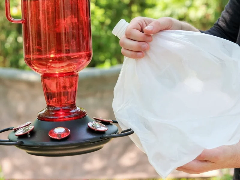 Cleaning DIY hummingbird feeder with vinegar solution