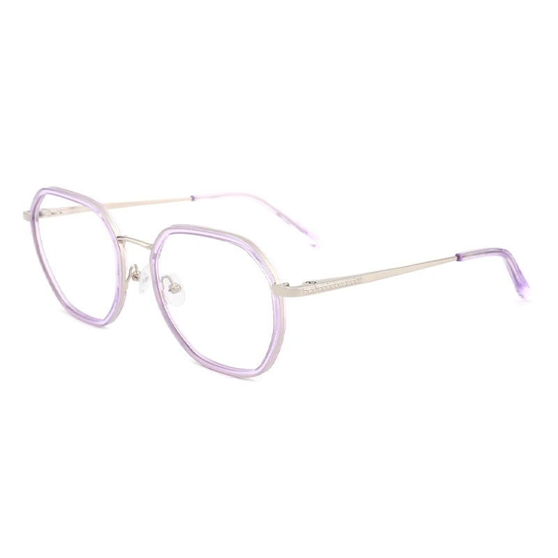 

YC HIGH end purple Windsor slim acetate wrap with metal combination spectacle frames retro eyewear for mens womens, Custom colors