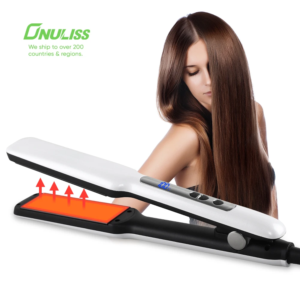 

Private Label Ceramic Flat Iron Planchas De Cabello Professional 2 in 1 Curling Iron Hair Curler Straightener