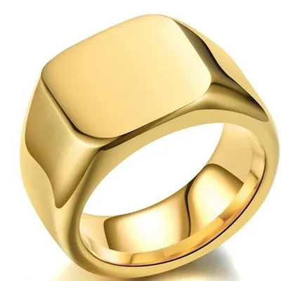 

Amazon Top Production 18k Gold Plated Trendy Rings Smooth Square Solid Men's Ring