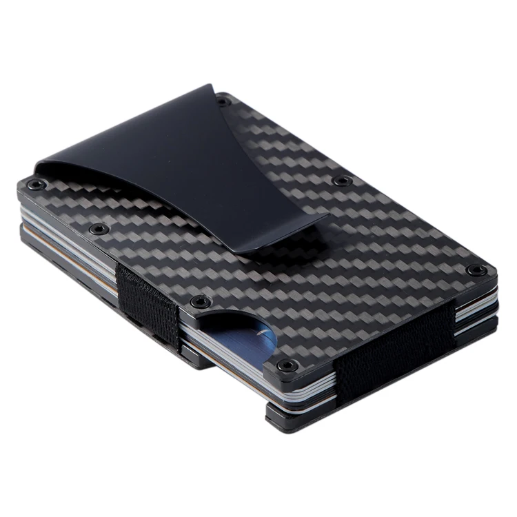 

2021 RFID Blocking Aluminum Slim Minimalist Carbon Fiber Men Metal Credit Card Holder Wallet, Optional