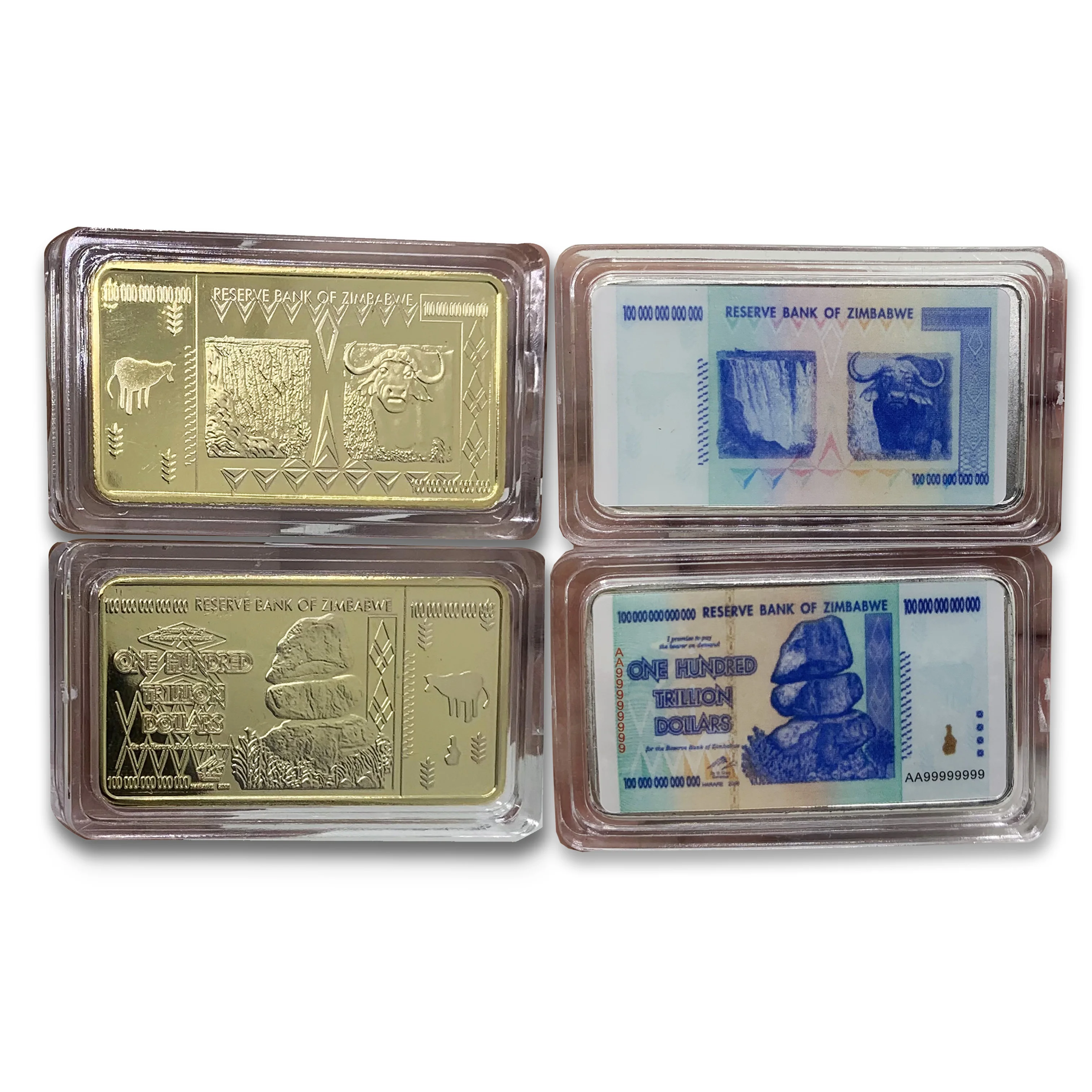 

24K Gold plated One Hundred Trillion ingots one hundred Quintillion dollars gold bar Five Octillion Zimbabwe bullion for gifts