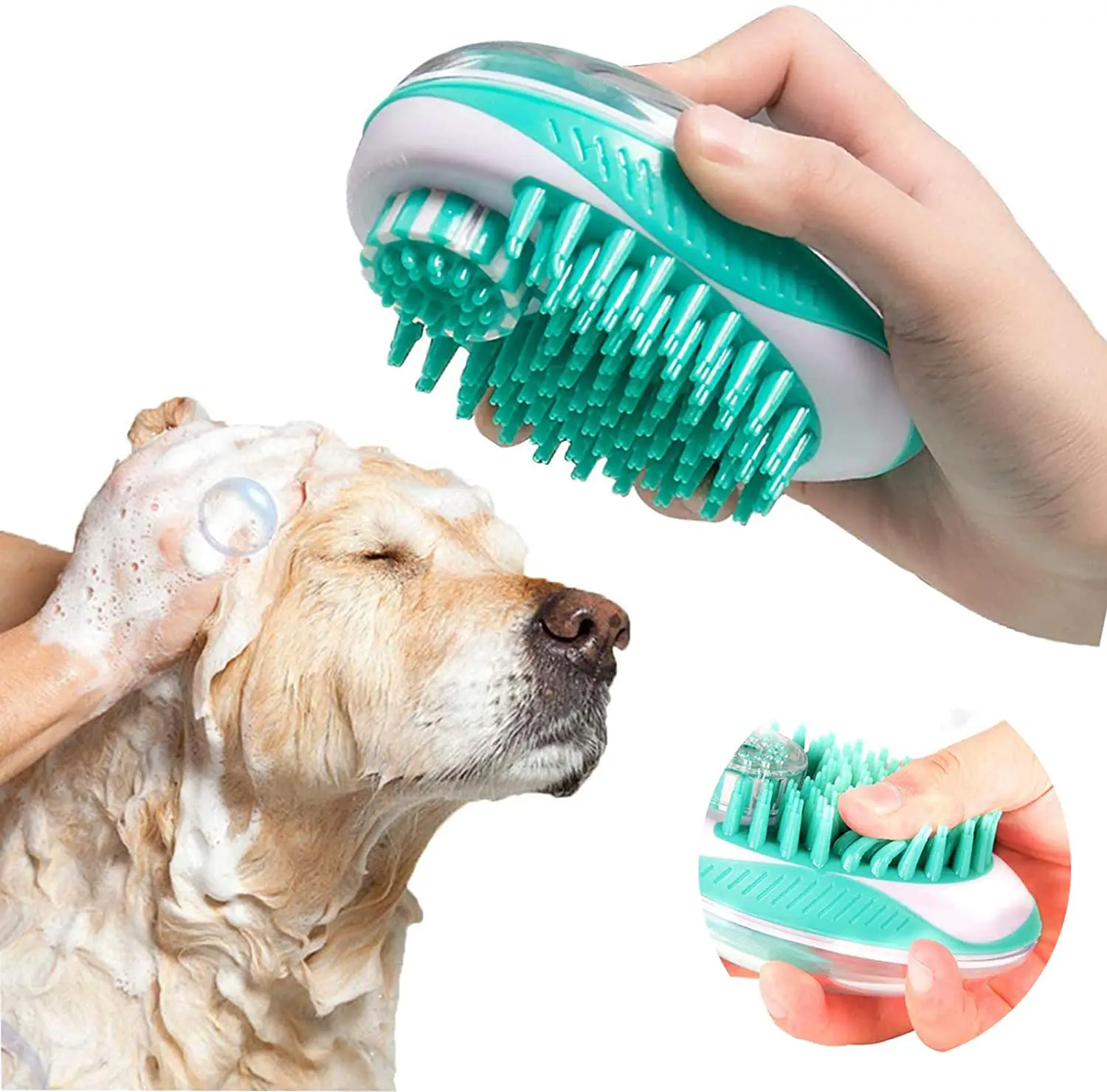 

Pet Bathing Shower Tool 2 In 1 Dog Pet Grooming Brush Portable Massage Shampoo Cat Pet Brush, Green,blue,red