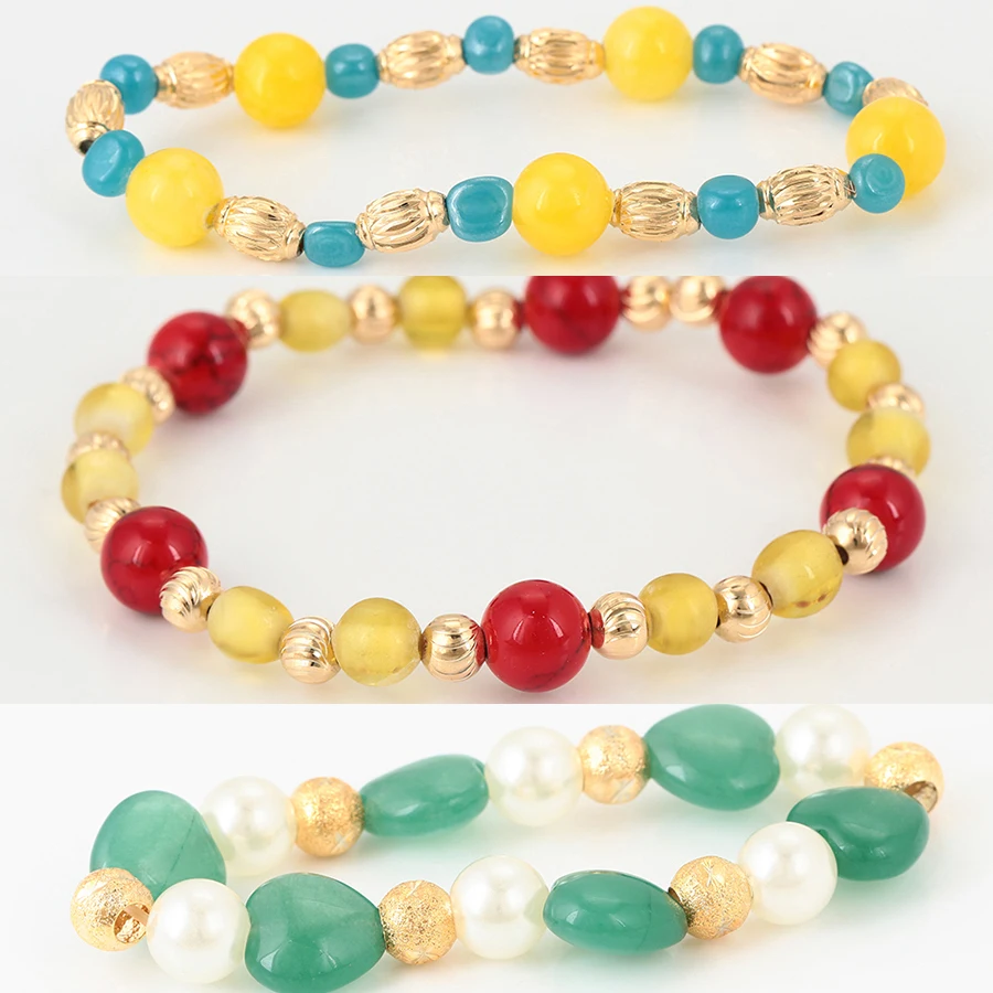 

76871 xuping beaded design color stones bracelet bangle, women fashion gold jewelry