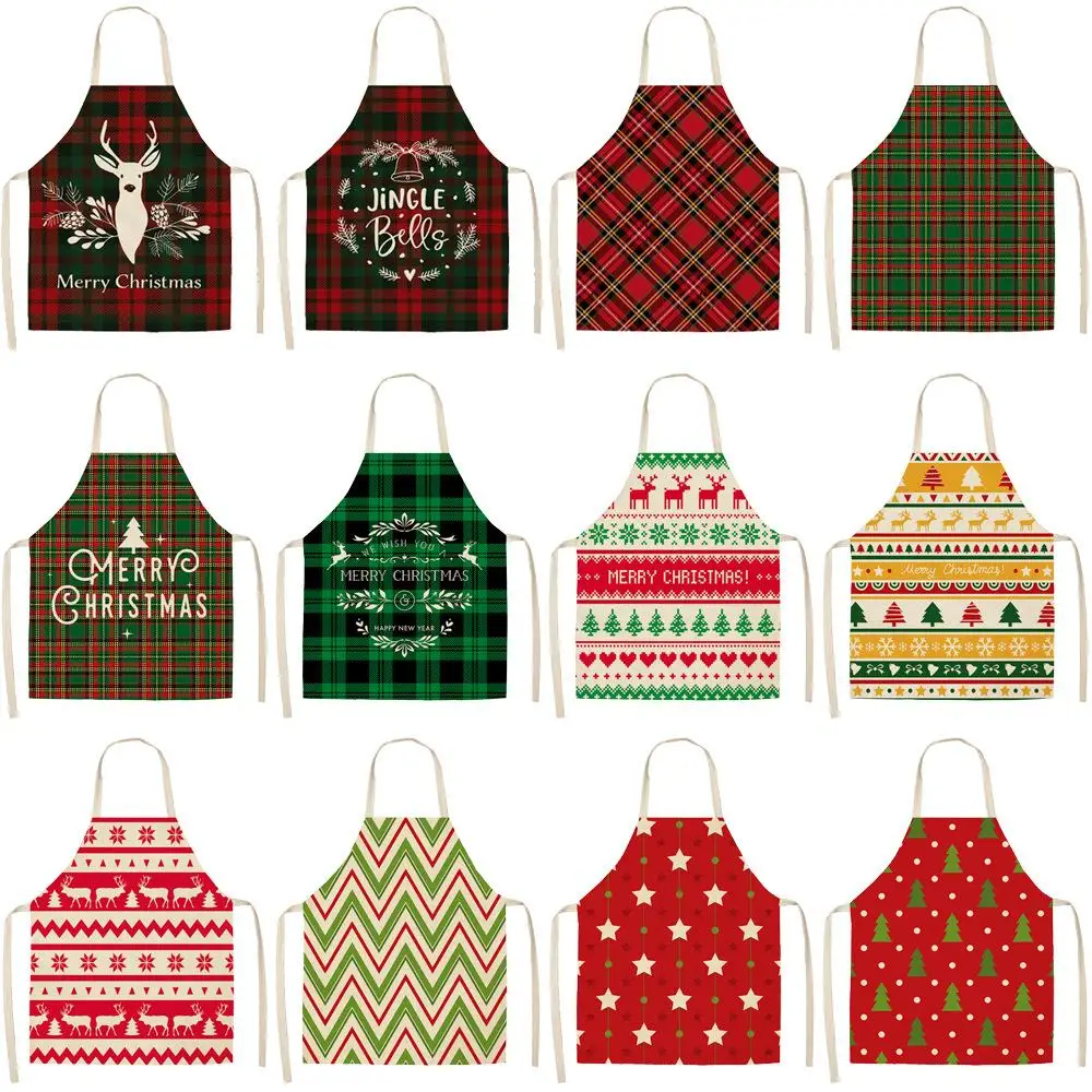 

Size Home Kitchen Cooking Baking Accessories Christmas Apron Women Cotton Linen Aprons