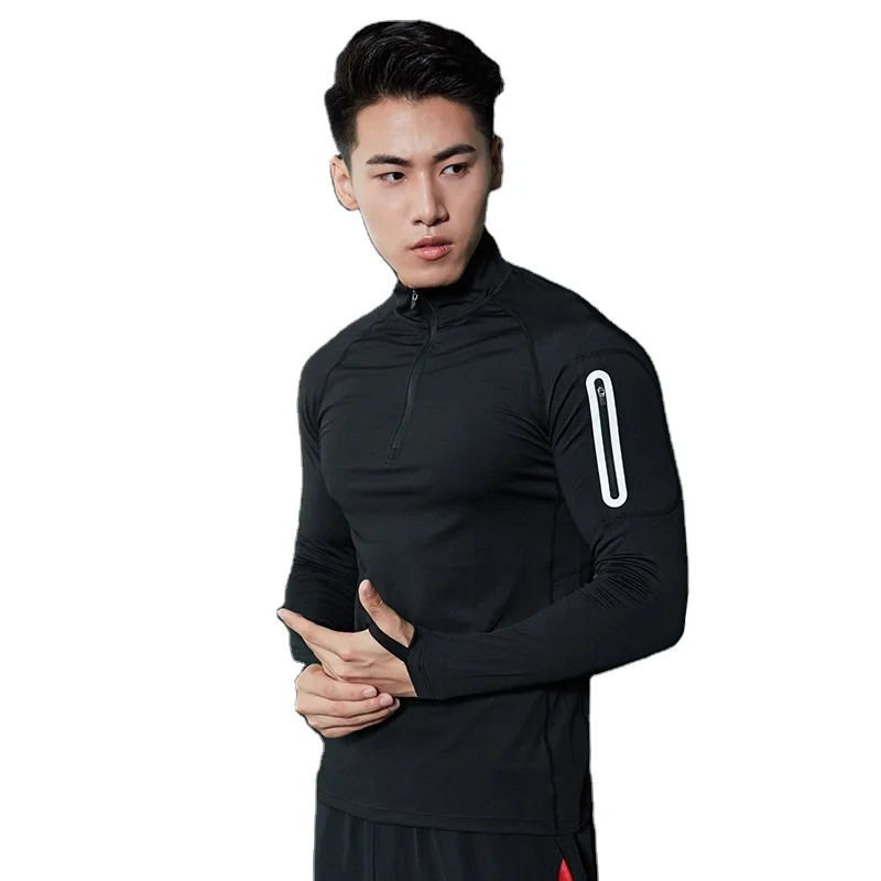 

Wholesale Sportswear Men Custom Blank Fitness Shirts Sport Long Sleeve Tops Outdoor Jogging Gym T Shirt Half Zipper Running