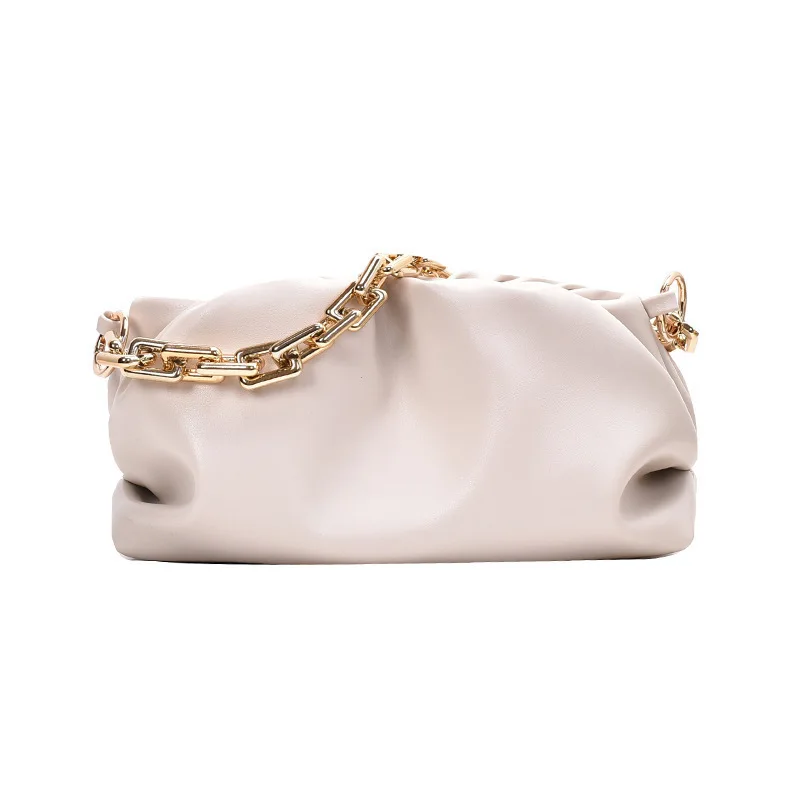 

New Design Chain Cloud Messenger Tote Bag Large Capacity Fold PU Leather Chain Strap Women Ladies Luxury Purse Handbags
