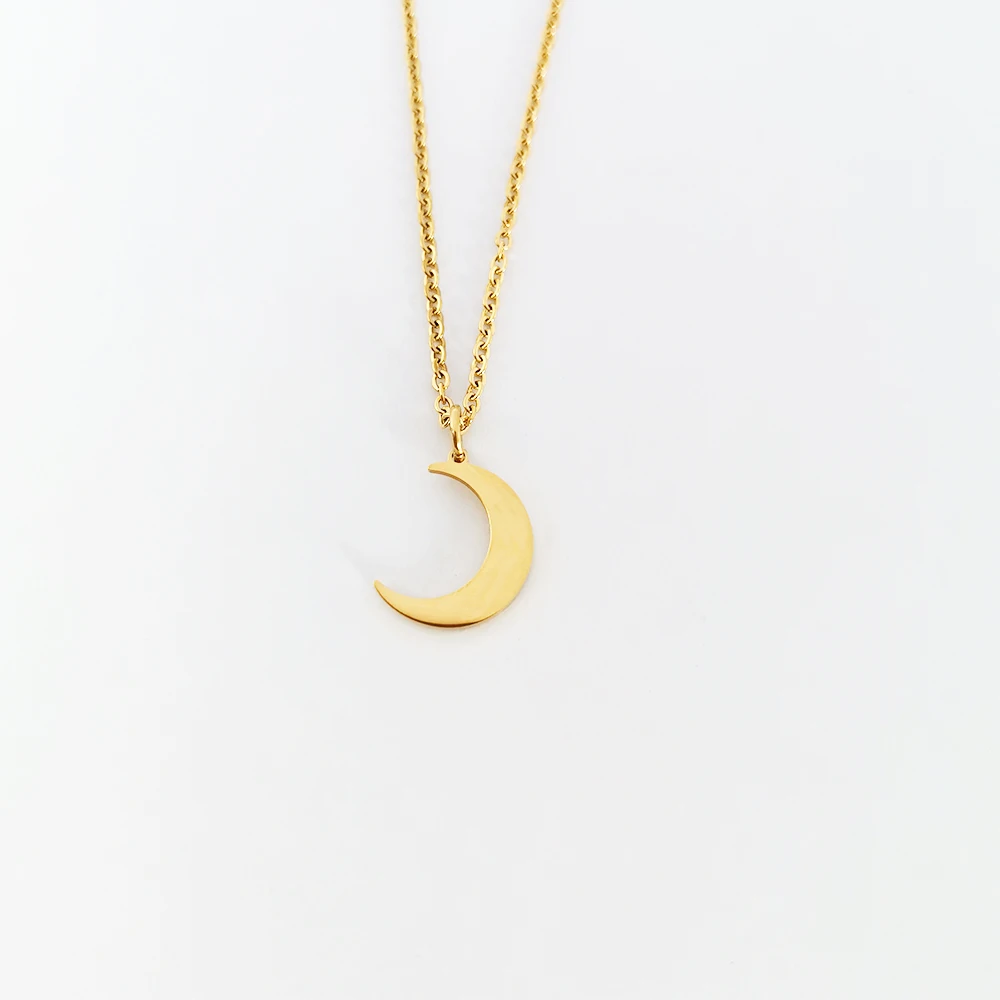 

Crescent Necklace Acero 316l Collares Horn Crescent Moon Charm Bijoux Plaque Or Dainty Necklace Chain Gold Plated Jewelry, Steel/gold/rose gold and other