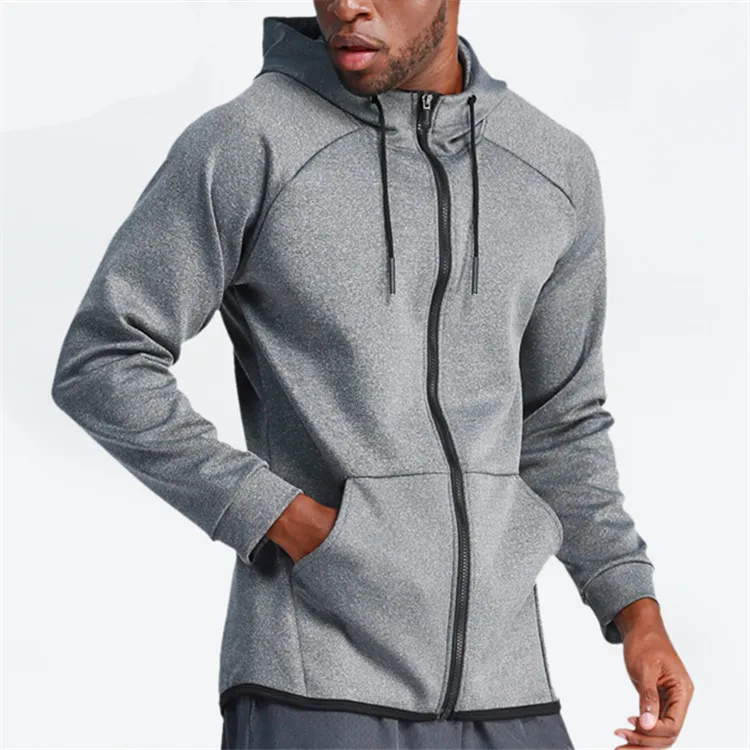 

Sports Running Daily Exercise Drawstring Hoodie Low Ham Keep Warm Men Hooded Sports Jacket Coat Spring Autumn Fall Winter Zipper