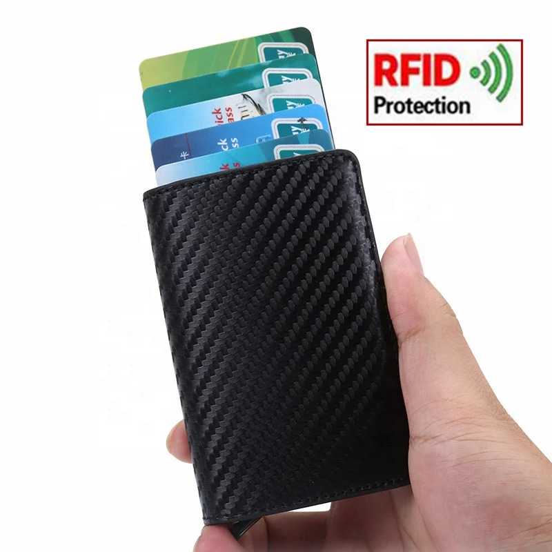 

Thin Credit Card Holders Business ID Case Fashion Automatic RFID Blocking Holder Aluminium Bank Cards Wallets