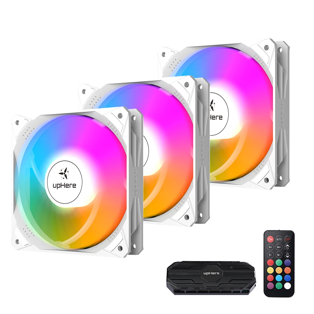 

upHere 120mm 6PIN RGB High Performance PC Case Fans Aura Sync Computer Cooling Fan RF Remote Control Quiet PC Chassis Fan