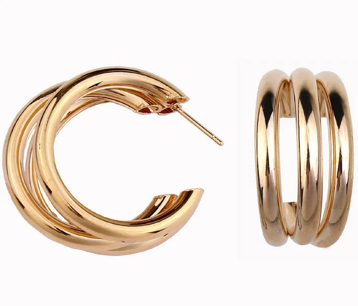 

New Fashion Vintage Gold Color Statement Earrings Accessories Hoop Irregular Earring For Women, Gold plated/silver plated