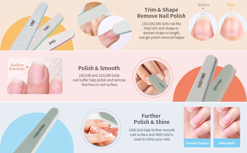 Nail File,Gel Nail File Set Professional Nail Buffer File Block Buy