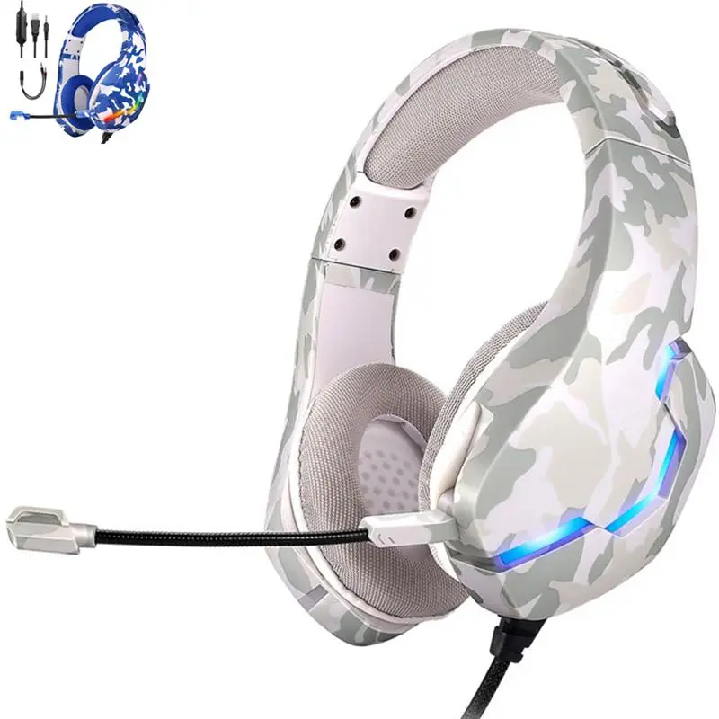 

2021 J10 Camoflage Wired Game Headphone RGB LED Light Audifono gamer Gaming Headset With Microphone