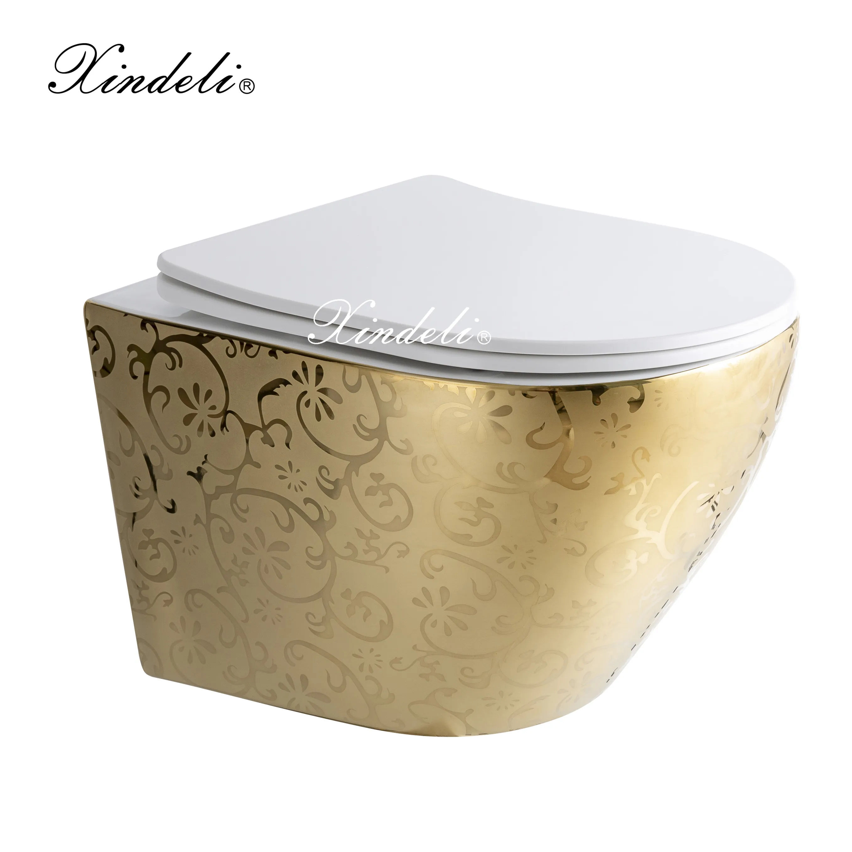 Silver Modern Home Bathroom Ceramic Rimless Wall Mounting Wall Hung Wc