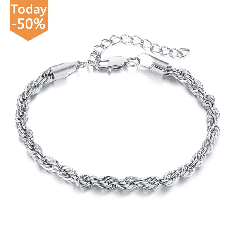 

2021 New Fashion 18k Gold Plated Rope Chain Bracelet Stainless Steel Jewelry