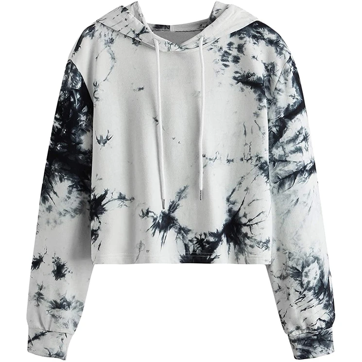 

Multi Color High Quality French Terry women fashion tie-dye crop top hoodie, Customized