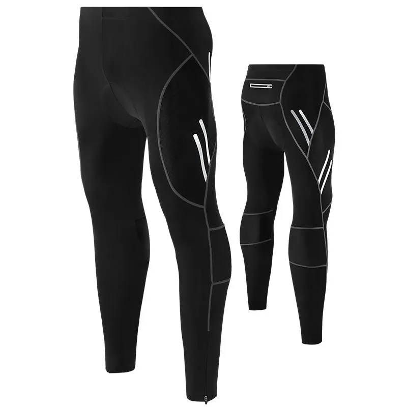 

Cycling bib Sports Men's Bicycle Pants 4D Padded Road Bike Reflective Tights Breathable Cycling Wear Long Leggings with Zipper Pocket