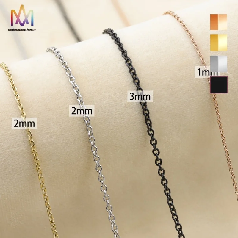 

Wholesale 1MM 2MM 3MM Gold Plated Stainless Steel Bulk O Shape Chain for Jewelry Making