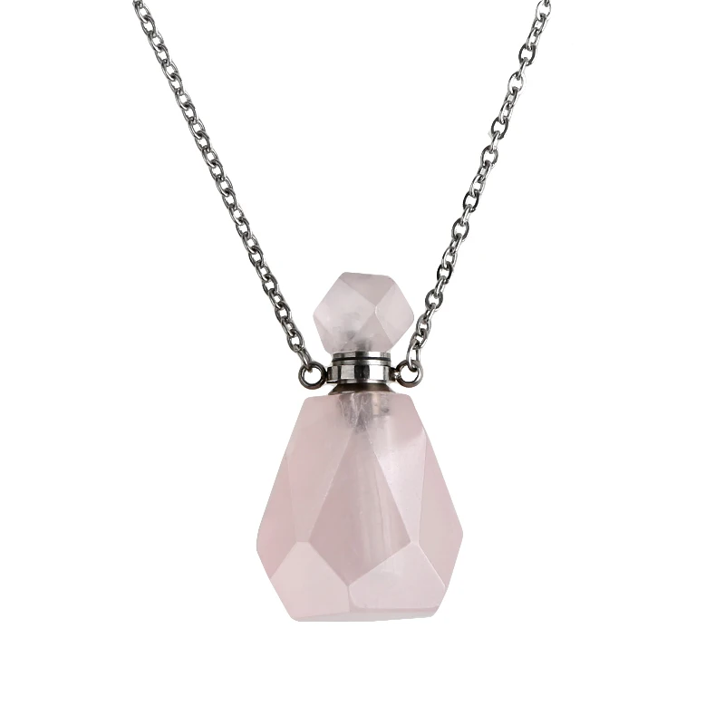 

Craft rose quartz refined oil bottle pendant necklace accessories, Picture