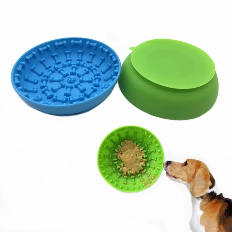 

Pet Healthy Feeding Silicone Dog Slow Feeder Create Licking Food Treat Round Slow Feed Dog Lick Bowls, Pantone colors its available