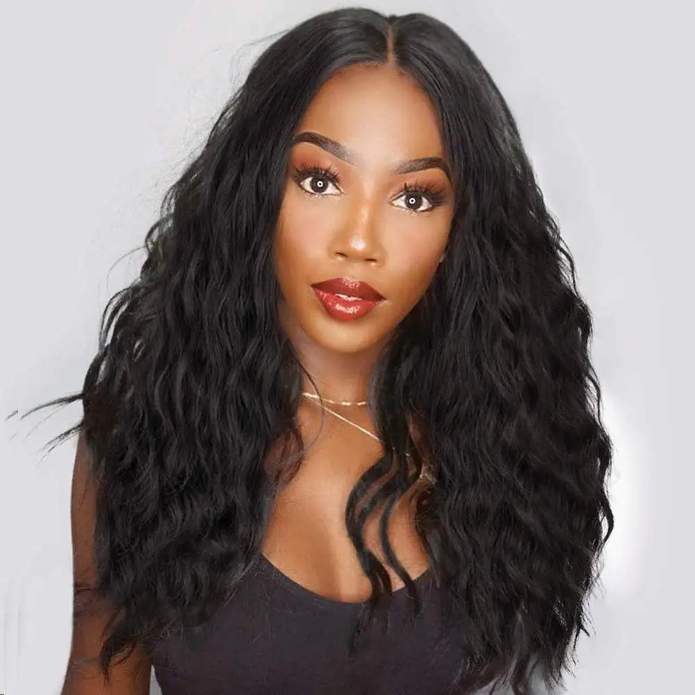 

Aisi Beauty Wholesale Vendor 13x4 Long Wavy Natural Black Wig Afro Kinky Curly Synthetic Hair For Black Women Lace Front Wig