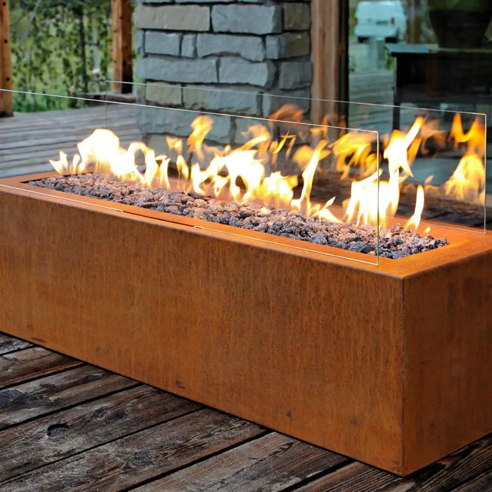 

Outdoor Corten Metal Gas Firepit garden propane gas firepit heater, Rust