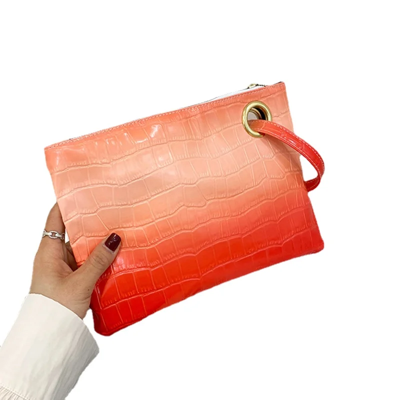 

Fashion Colorful Women's Clutch Bag PU Leather Envelope Handbag Vintage Alligator Shipping Purse Bag Female Wrist Pouch Wallets side purse