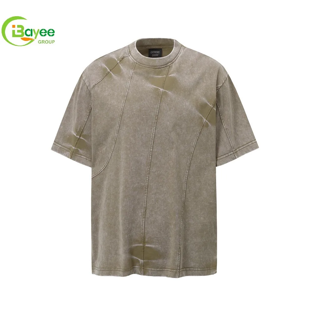 Custom Screen Print Tie Dye Blank Oversized T Shirt Stonewashed Plain Heavyweight Cotton Unisex Personalized T-Shirt