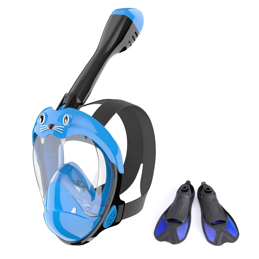 

WASPO Full Face Snorkel Mask Swimming Mask With Diving Fins Set
