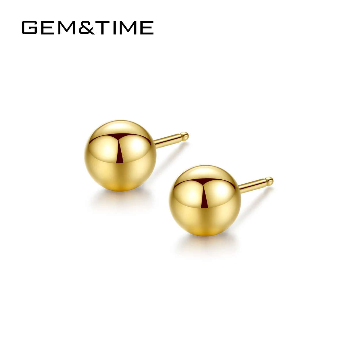

GEM&TIME EMiddle East Dubai Arabic Women Accessories Earring 18K Real Fine Gold Jewellery Bead Stud Earrings