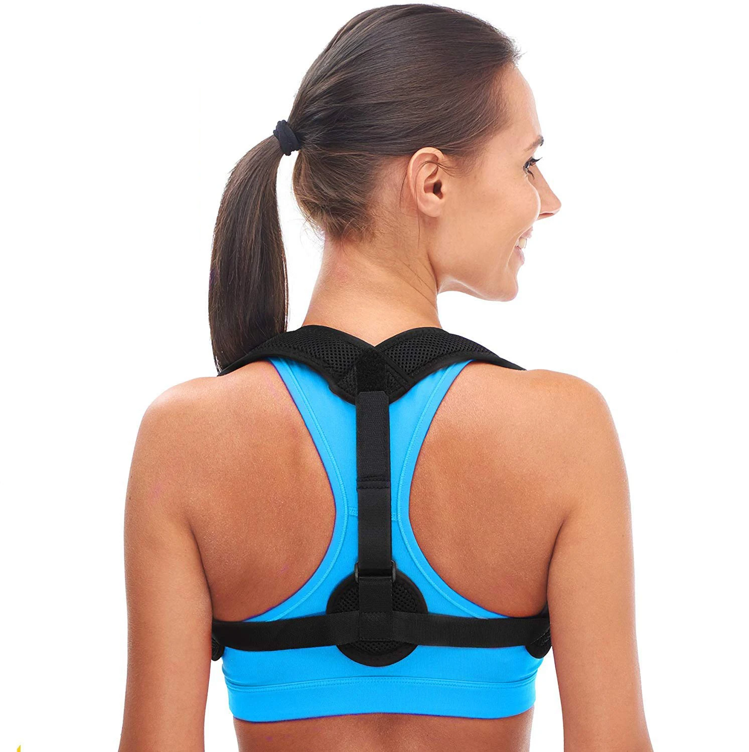 

Wholesale Upper Back Support Correction Band Clavicle Support Back Straightener Shoulder Brace Posture Corrector For Men Women, Black